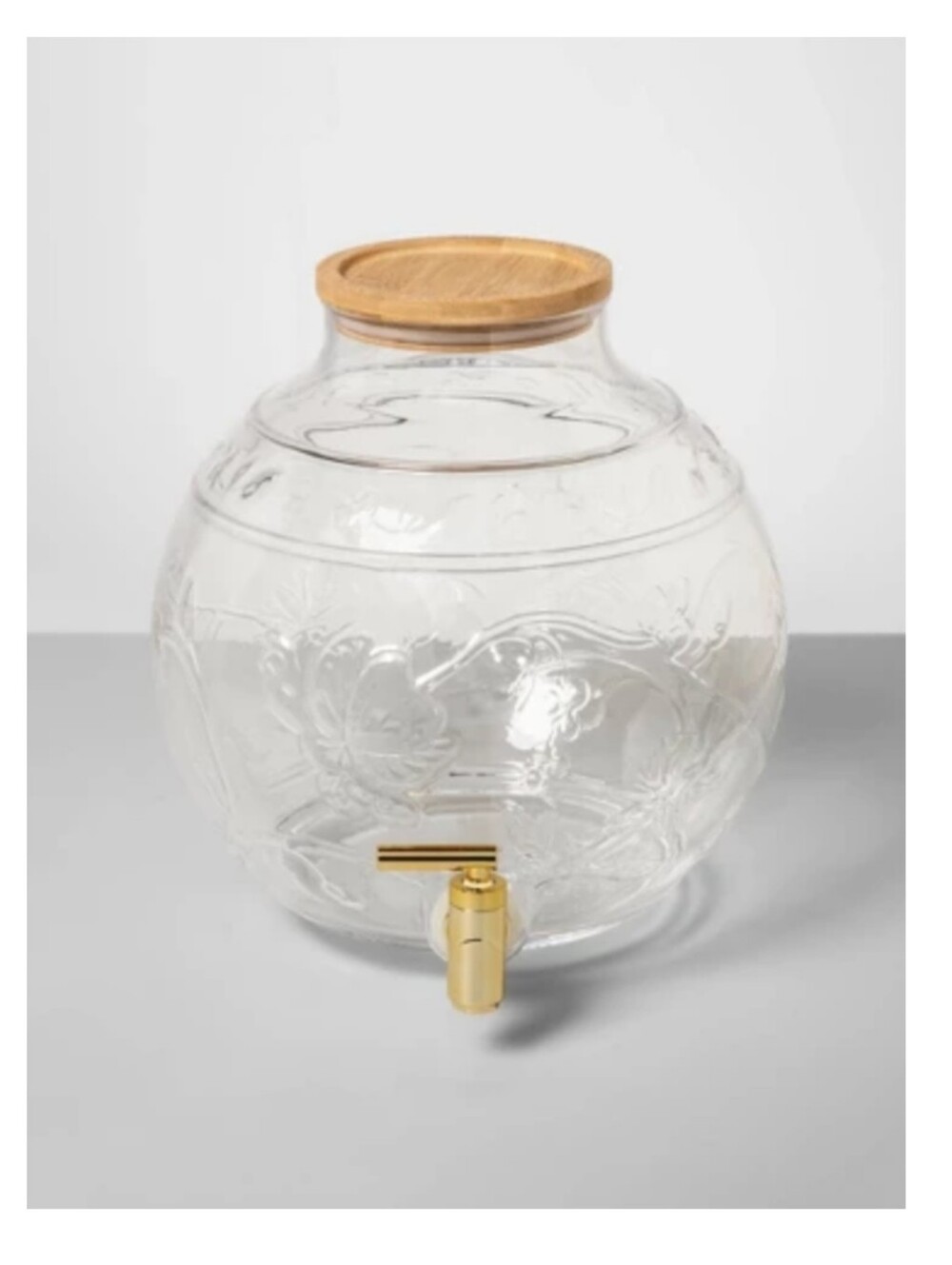 NEW Opalhouse Embossed Beverage Dispenser with Bamboo Lid and Gold Spigot